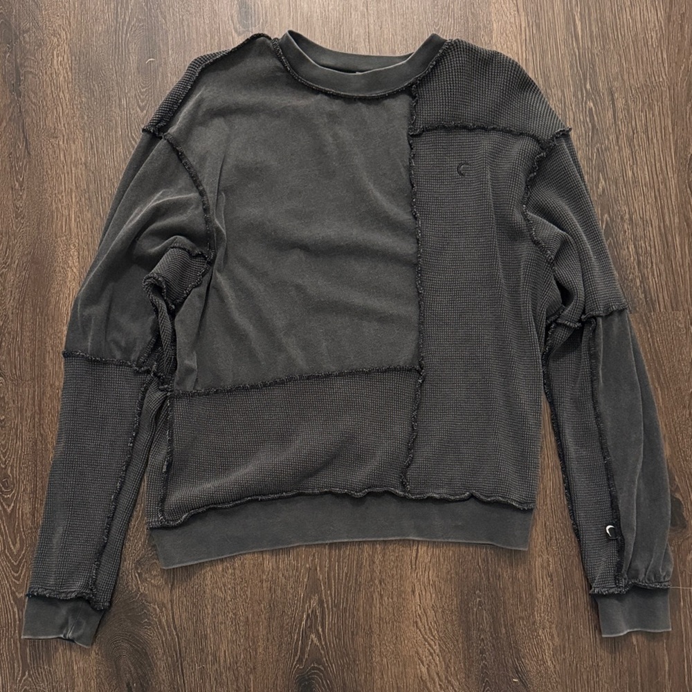 Zyia Black Patchwork Crewneck Sweatshirt